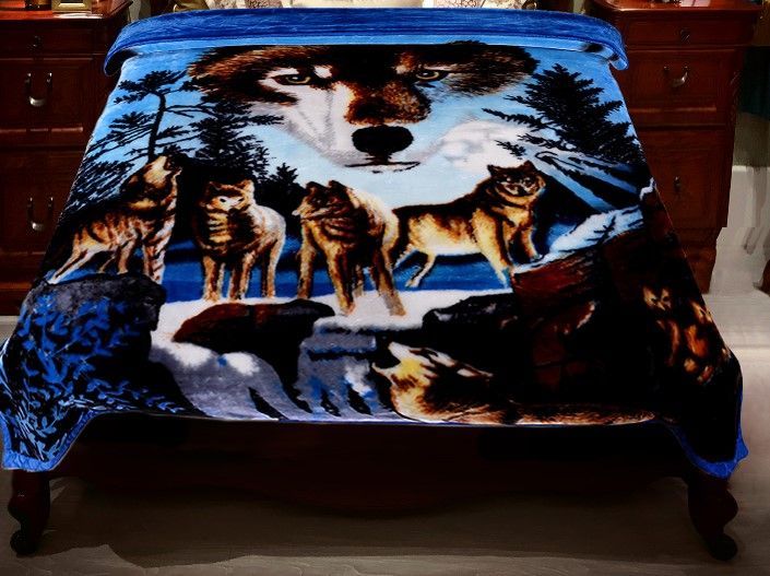 Wolf Sherpa Fleece Blanket
