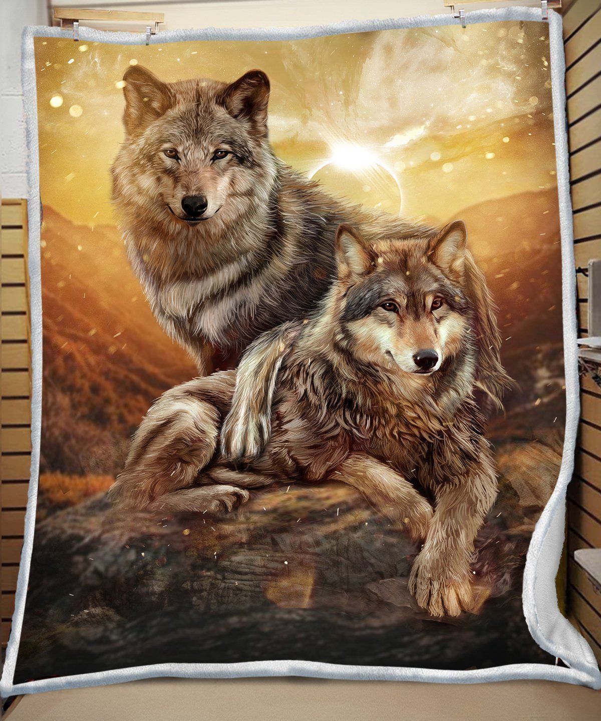 Wolf Sherpa Fleece Blanket