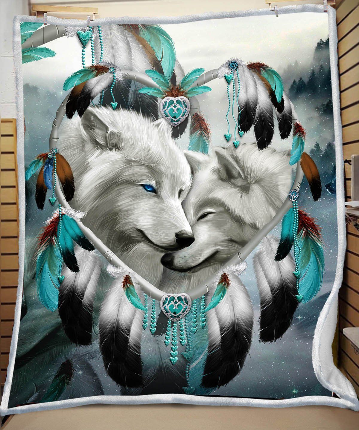 Wolf Sherpa Fleece Blanket