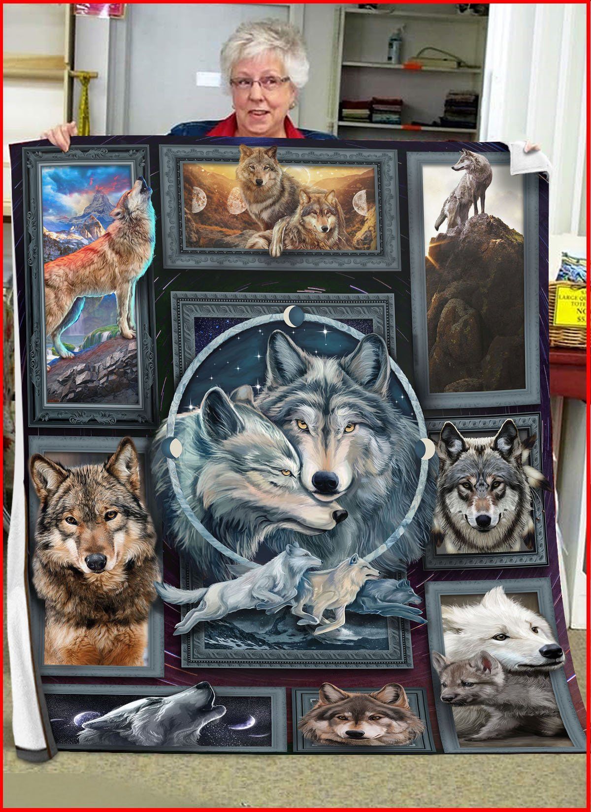 Wolf Sherpa Fleece Blanket