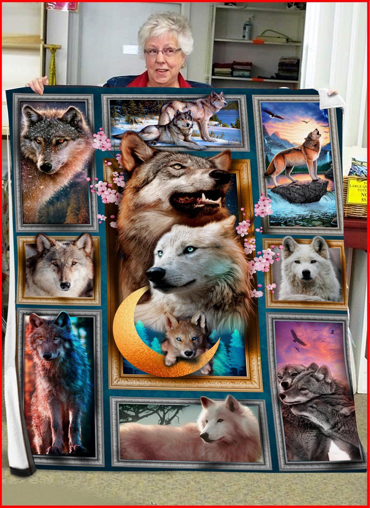 Wolf Sherpa Fleece Blanket