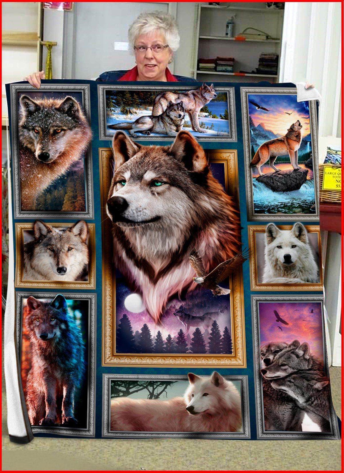 Wolf Sherpa Fleece Blanket