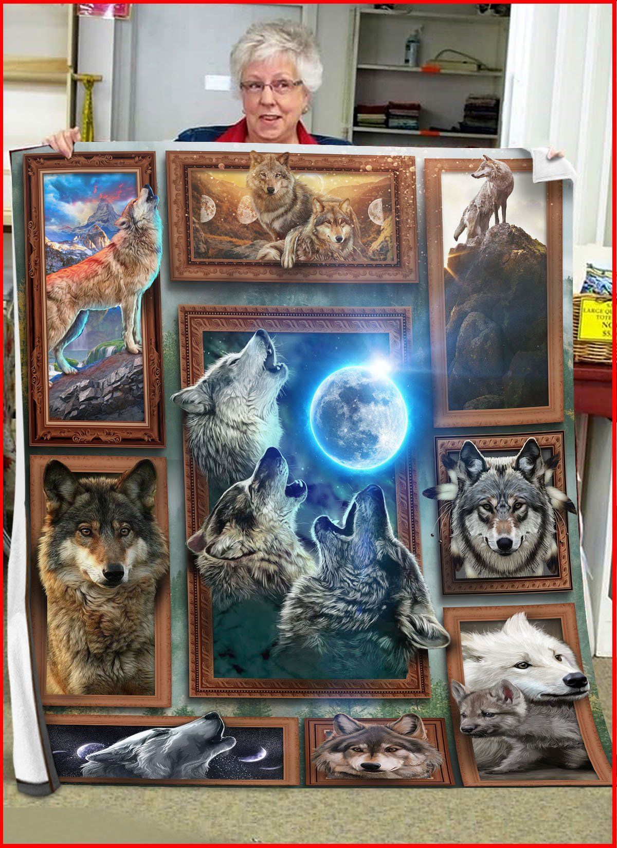 Wolf Sherpa Fleece Blanket