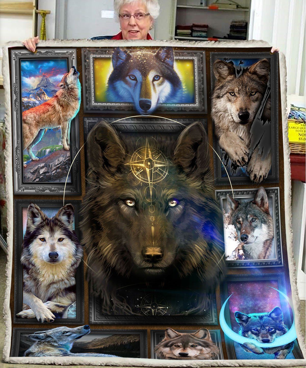 Wolf Sherpa Fleece Blanket