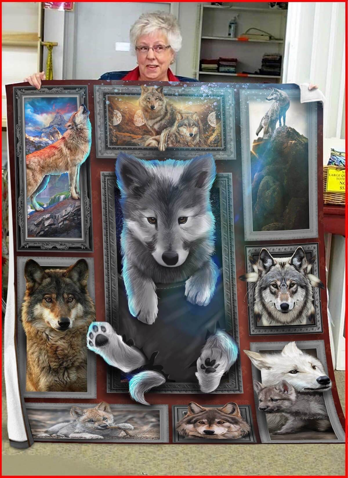 Wolf Sherpa Fleece Blanket