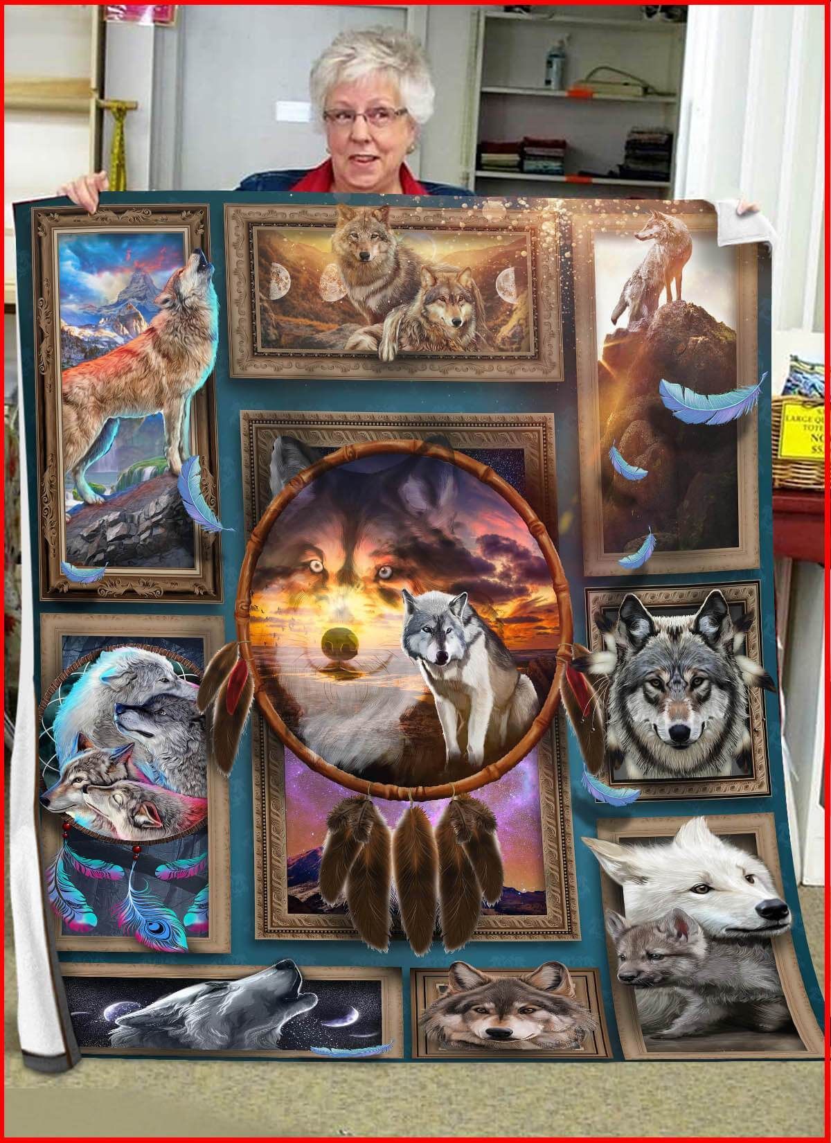 Wolf Sherpa Fleece Blanket