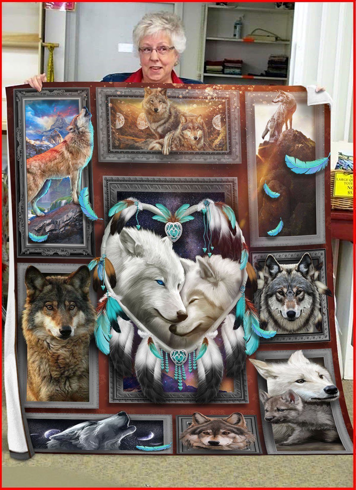 Wolf Sherpa Fleece Blanket