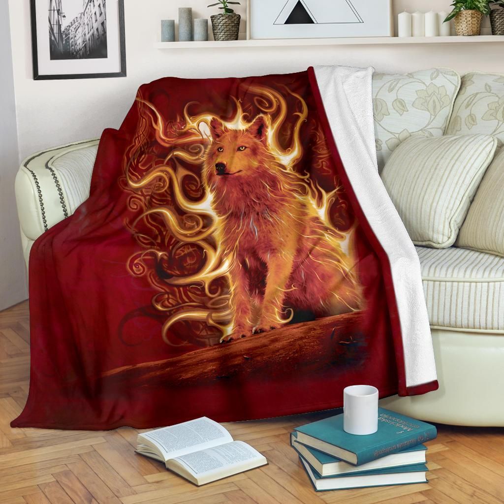 Wolf Sherpa Fleece Blanket