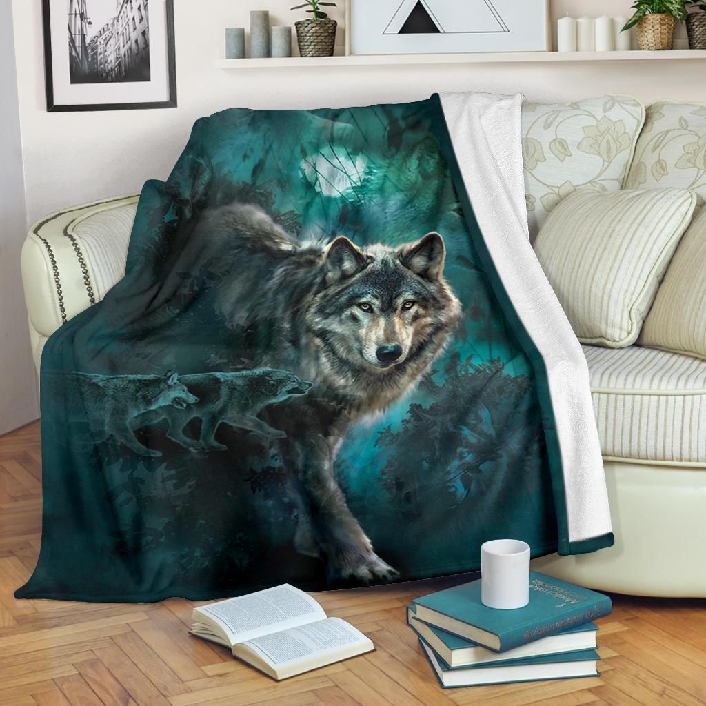Wolf Sherpa Fleece Blanket