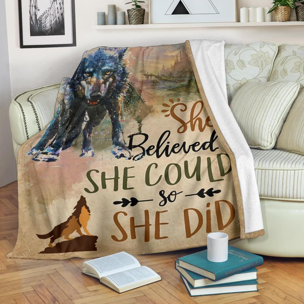 Wolf Sherpa Fleece Blanket