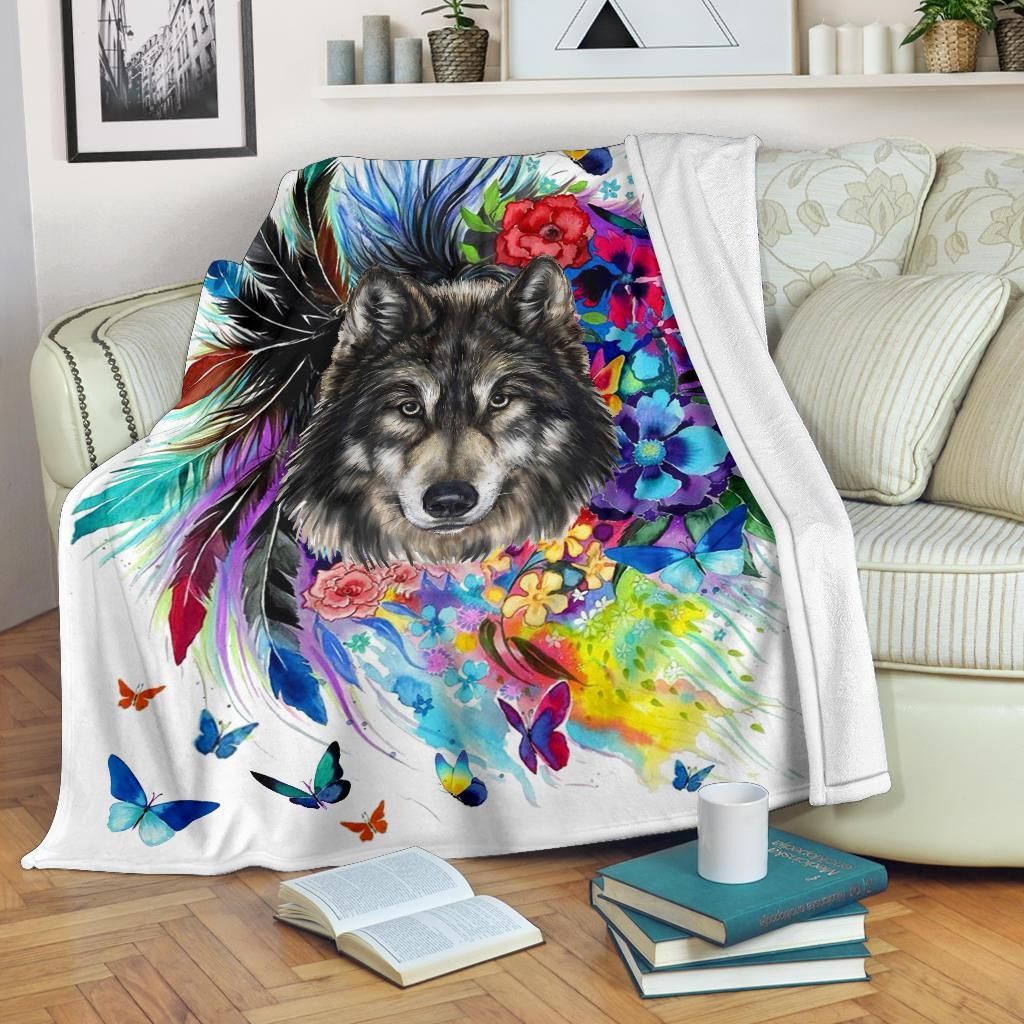 Wolf Sherpa Fleece Blanket