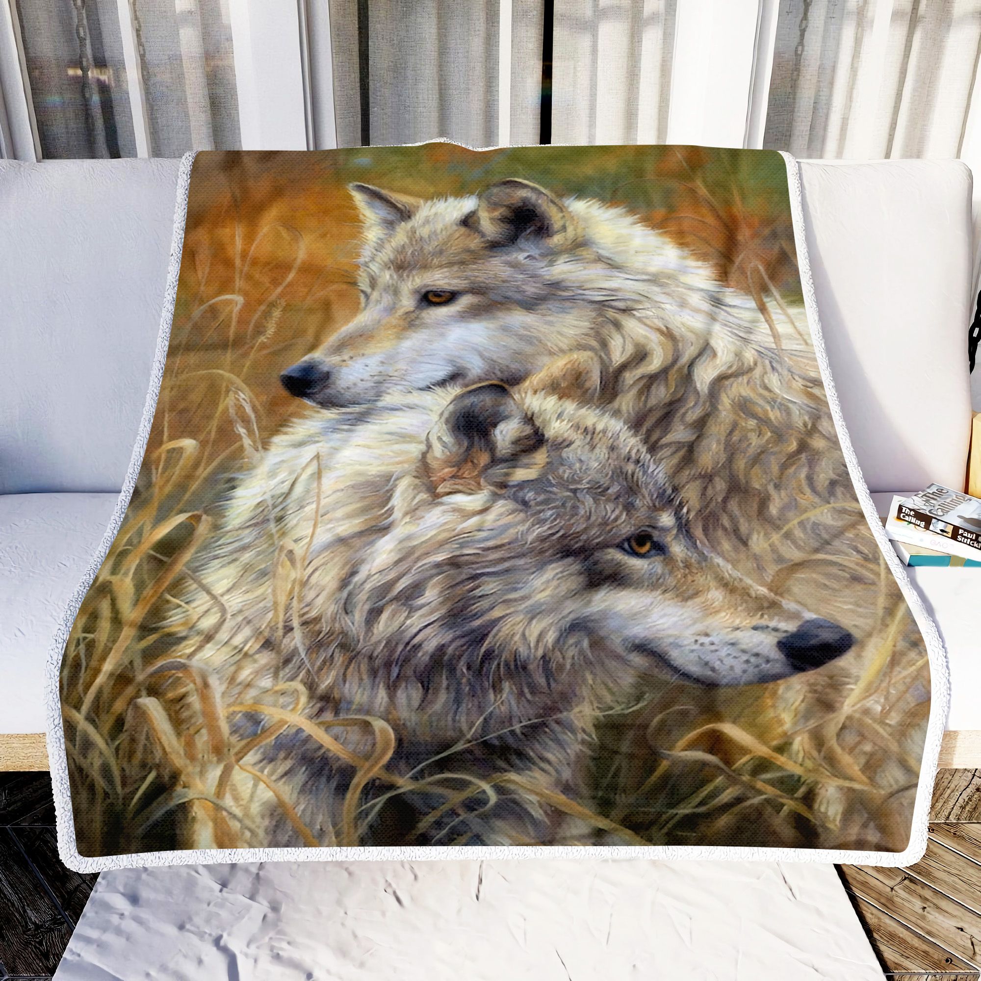 Wolf Couple Art Fleece Blanket