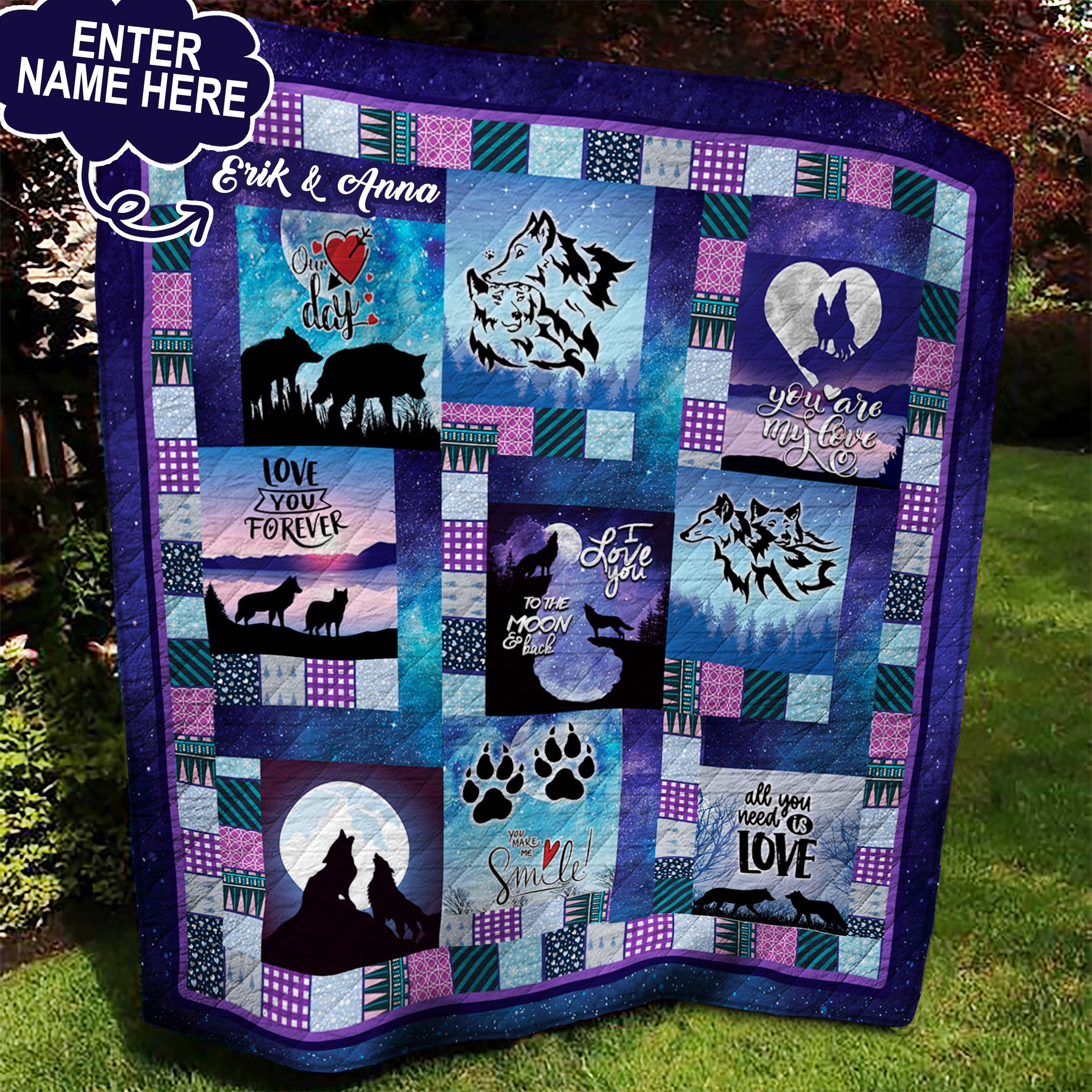 Wolf Couple Personalized AAA150901TA Quilt Blanket