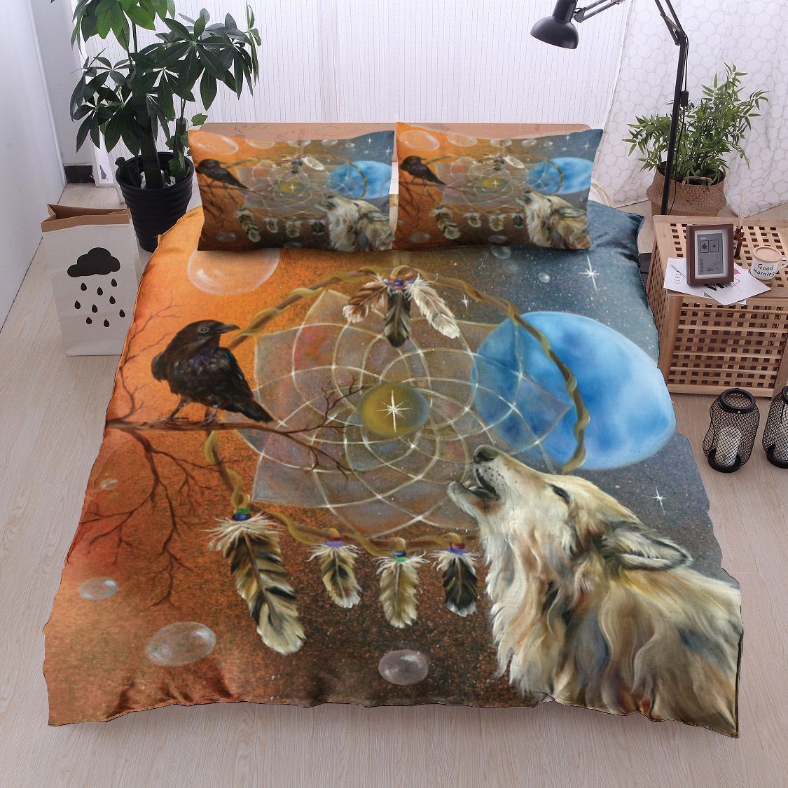 Wolf Crow Spirit Dreamcatcher Bedding Set