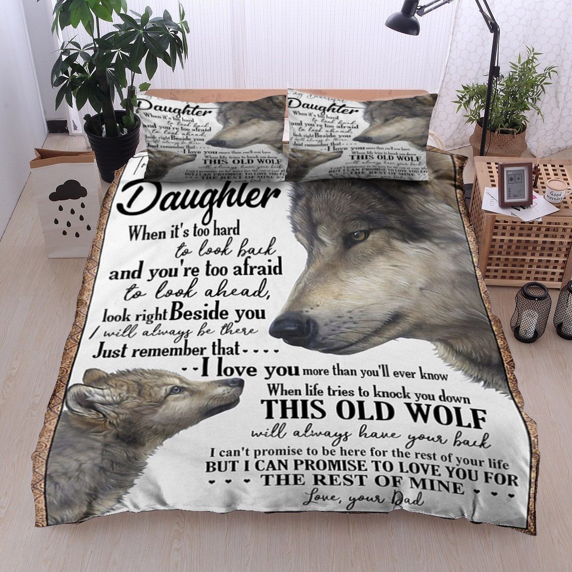 Wolf Dad To Daughter Bedding Set