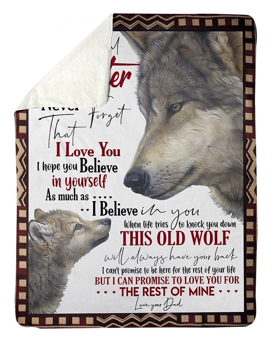 Wolf Dad To Daughter Sherpa Fleece Blanket