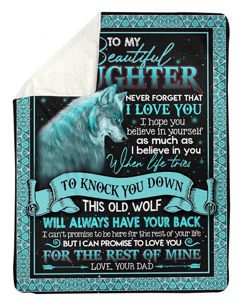 Wolf Dad To Daughter Sherpa Fleece Blanket