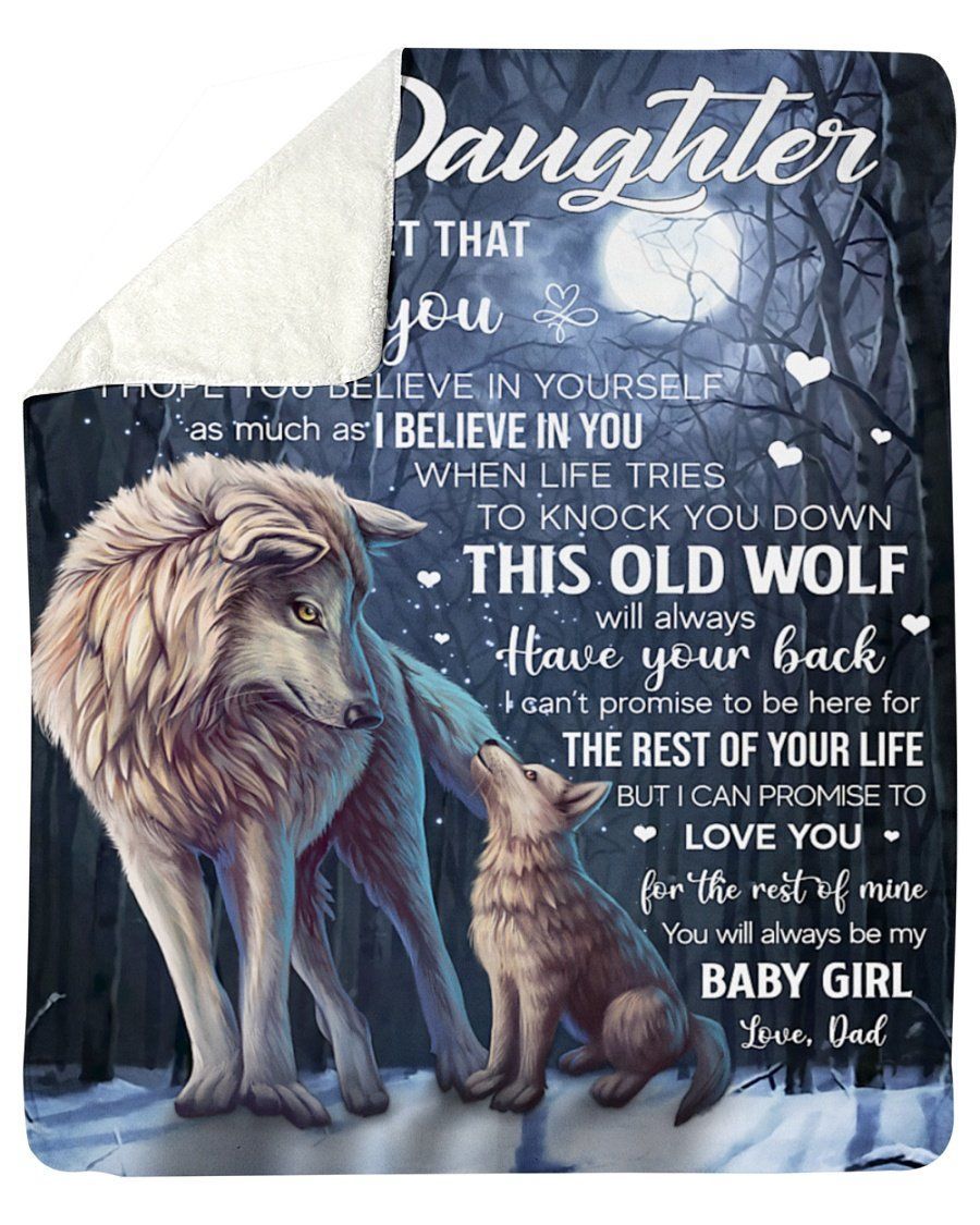 Wolf Dad To My Daughter Never Forget I Love You Fleece Blanket Sherpa Blanket