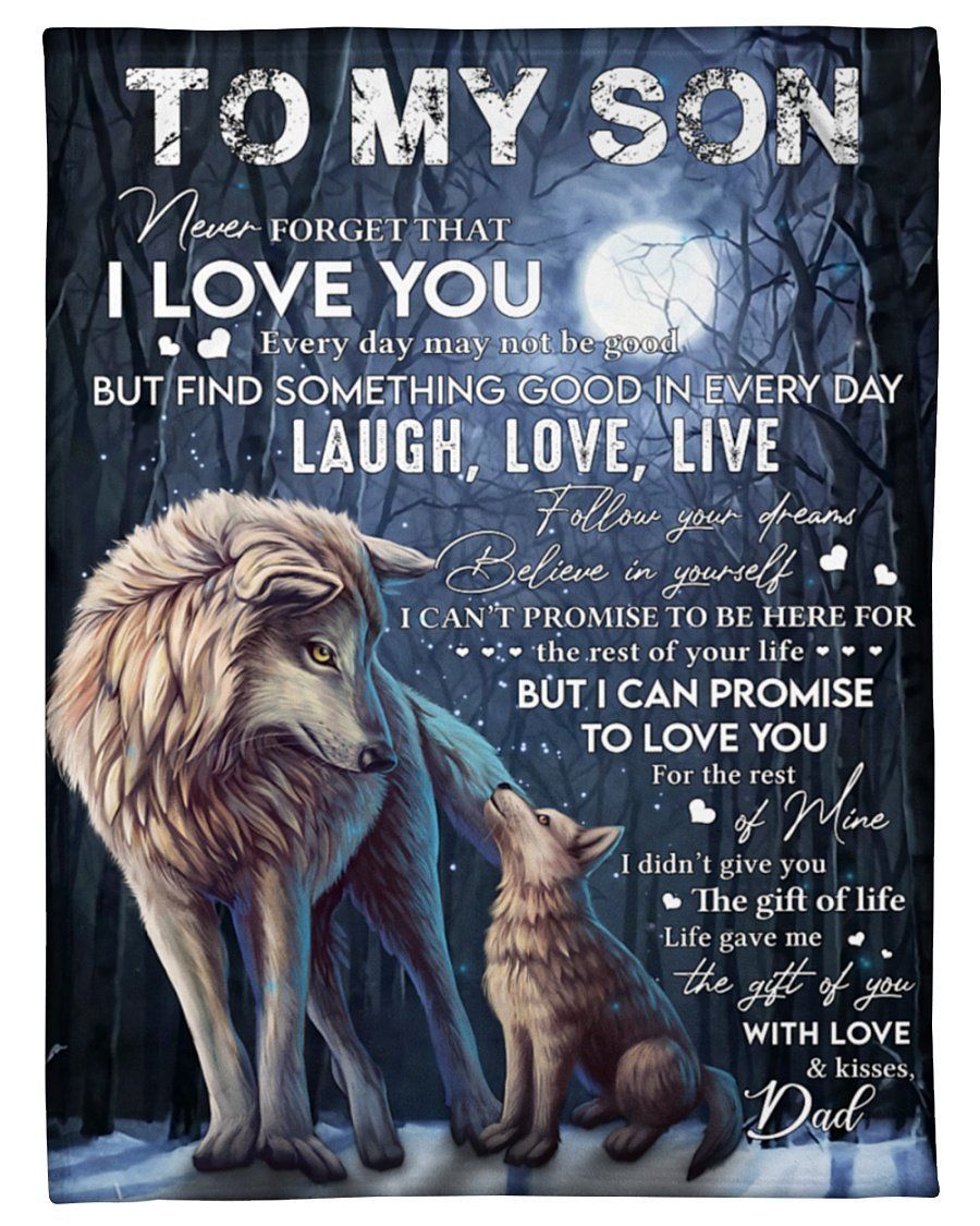 Wolf Daddy To Son Fleece Blanket Laugh Love Live Fleece Blanket