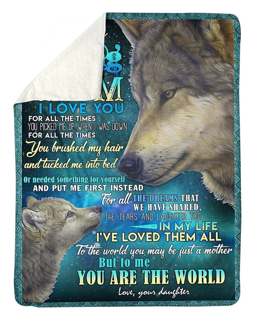 Wolf Daughter To Mom Sherpa Fleece Blanket