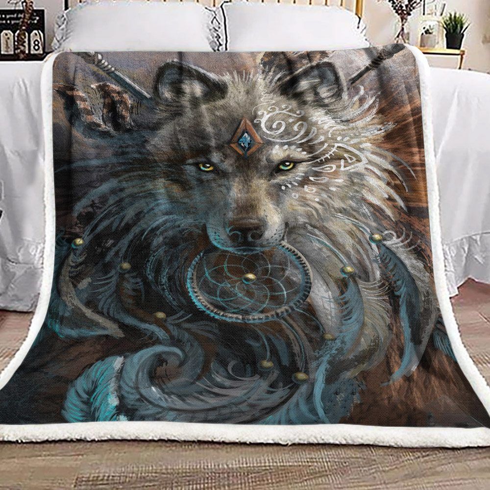 Wolf Sherpa Fleece Blanket