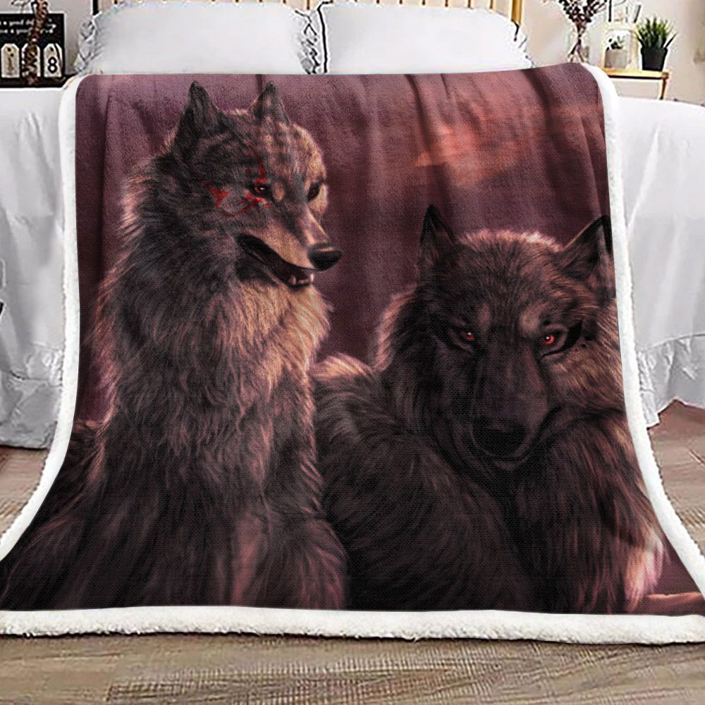 Wolf Sherpa Fleece Blanket