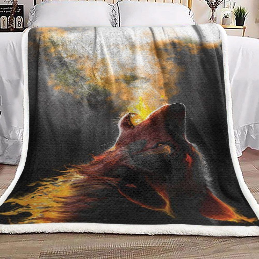 Wolf Sherpa Fleece Blanket
