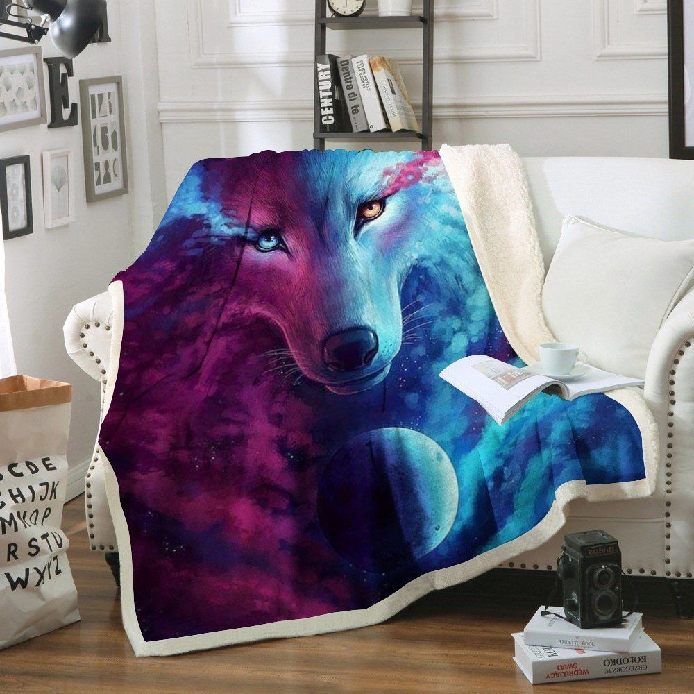 Wolf Sherpa Fleece Blanket