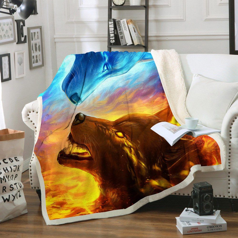 Wolf Sherpa Fleece Blanket