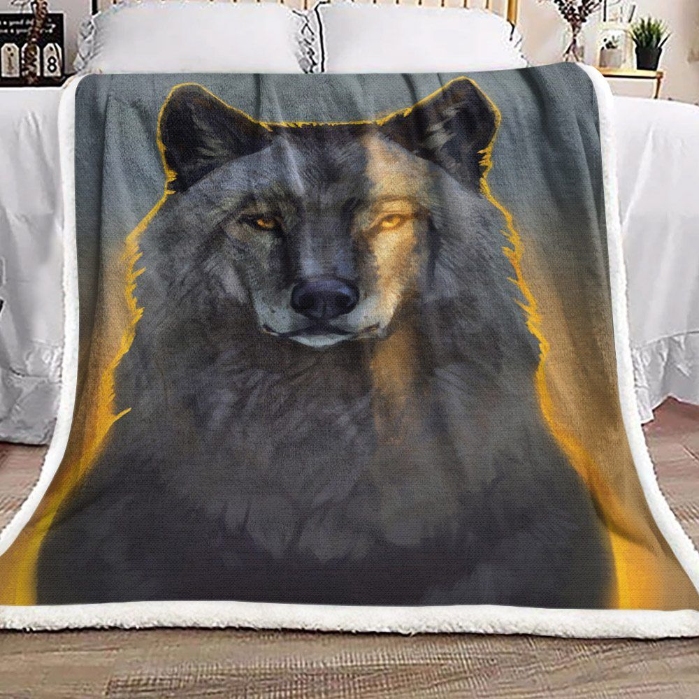 Wolf Sherpa Fleece Blanket
