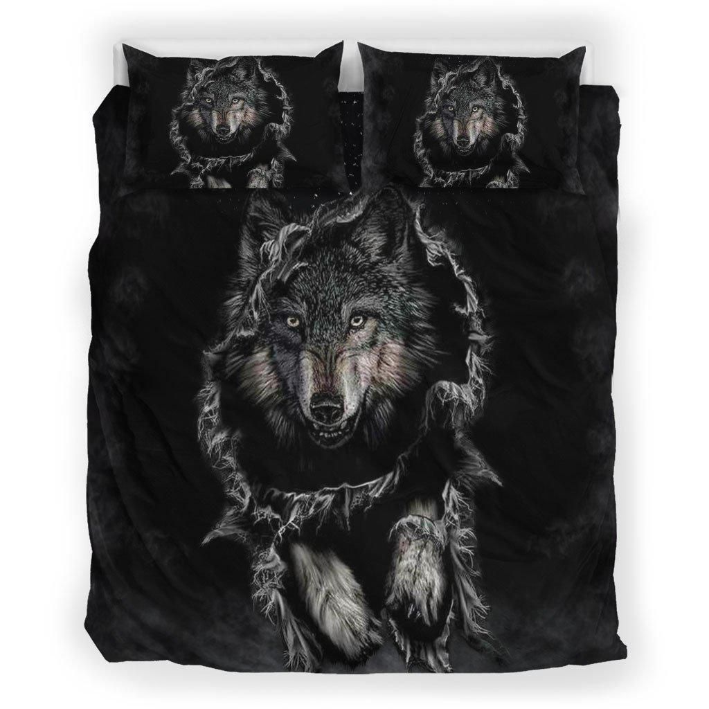 Wolf Dreamcatcher Black Bedding Set