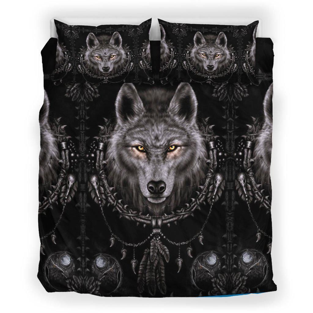 Wolf Dreamcatcher Black Bedding Set