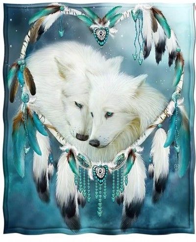 Wolf Dreamcatcher Sherpa Fleece Blanket