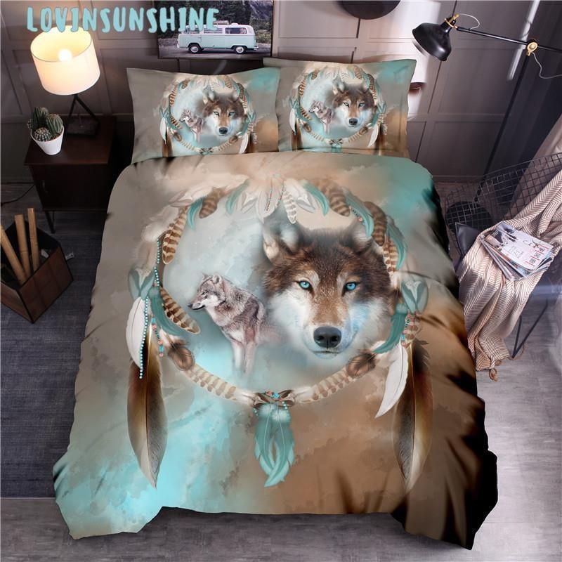 Wolf Dreamcatcher Native American Bedding Set