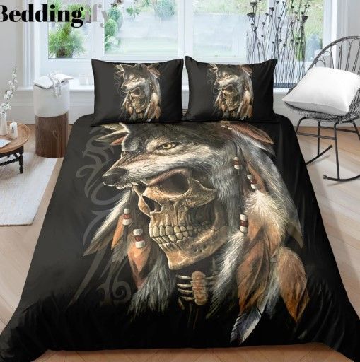 Wolf Dreamcatcher Skull Bedding Set