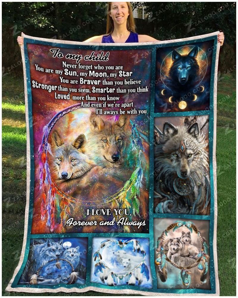 Wolf Dreamcatcher To My Child Sherpa Fleece Blanket