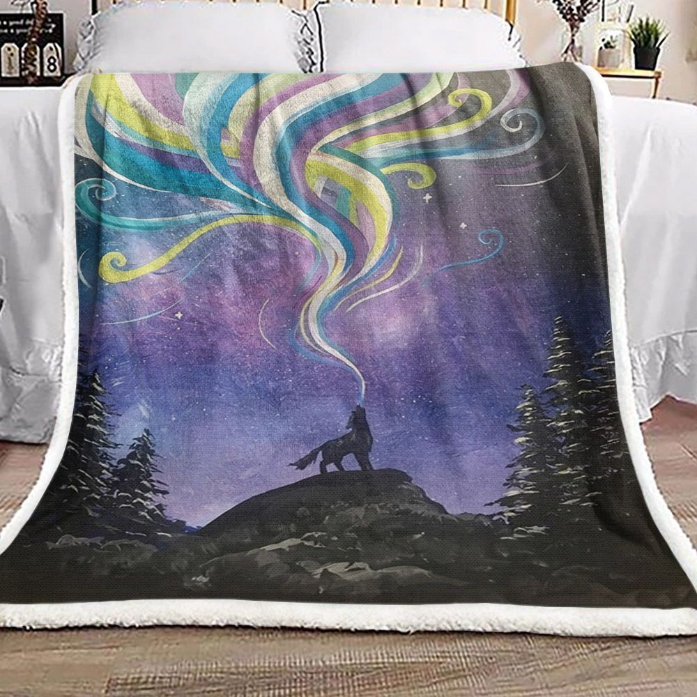 Wolf Sherpa Fleece Blanket
