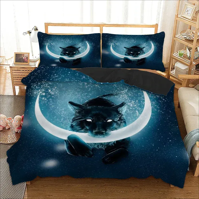 Wolf Eating The Crescent Moon Bedding Set