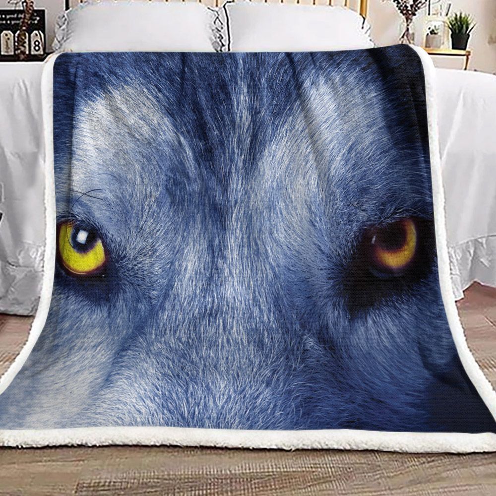 Wolf Eyes Sherpa Fleece Blanket