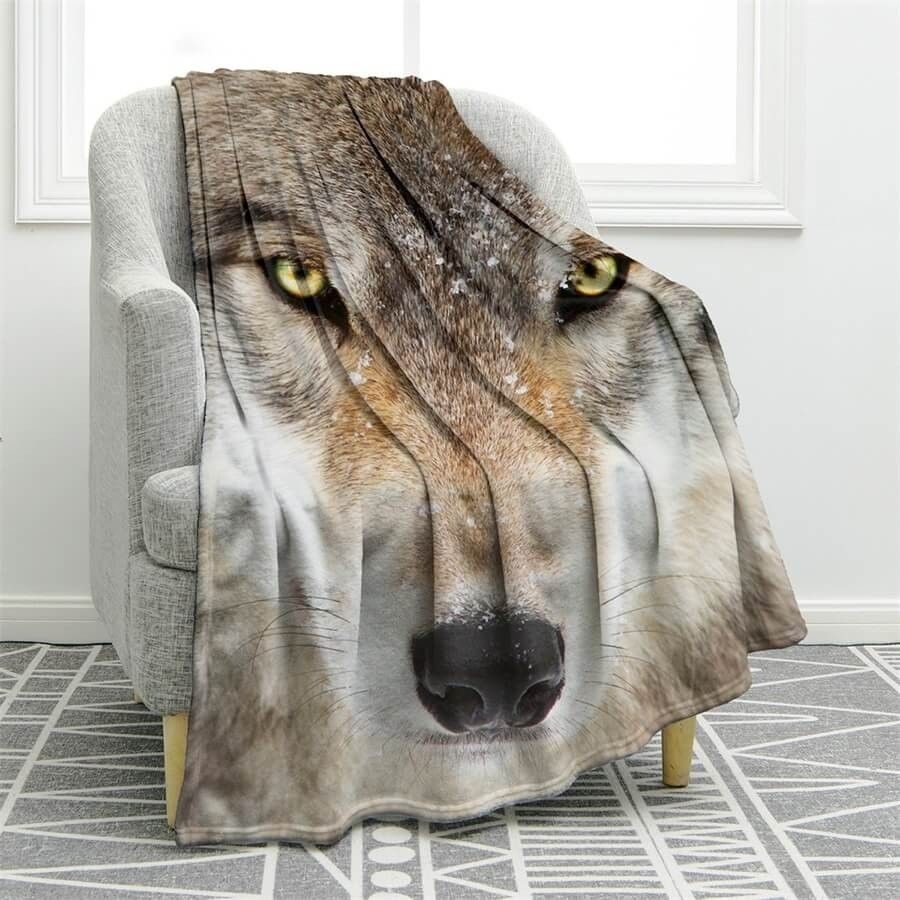 Wolf Face Sherpa Fleece Blanket
