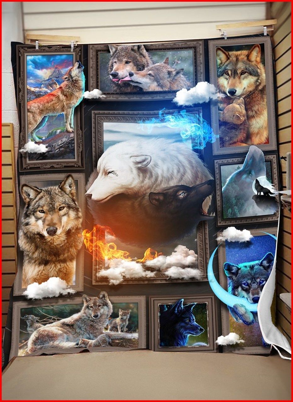 Wolf Family Beauty Sherpa Fleece Blanket