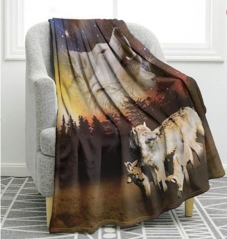 Wolf Family Sherpa Fleece Blanket