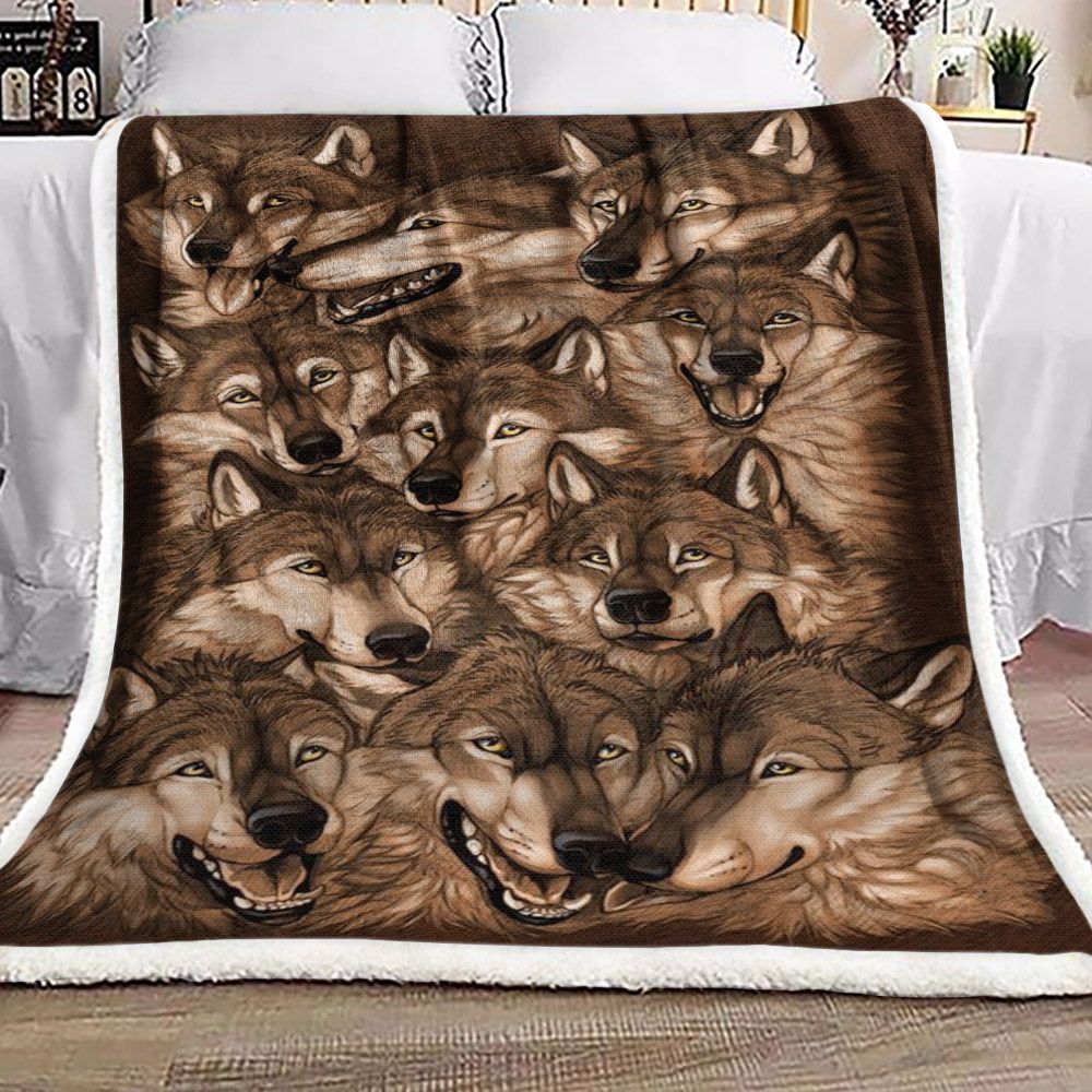 Wolf Family Sherpa Fleece Blanket
