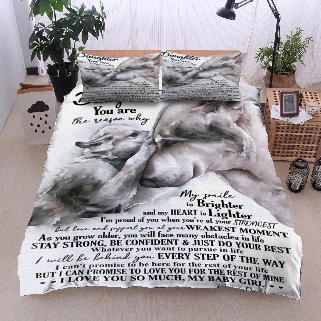 Wolf Family My Dear Daughter Kisses Dad Bedding Set