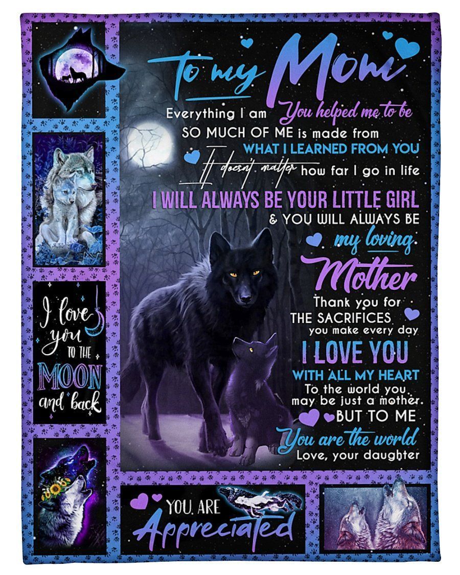 Wolf Fleece Blanket Gift For Mom I Love You With All My Heart