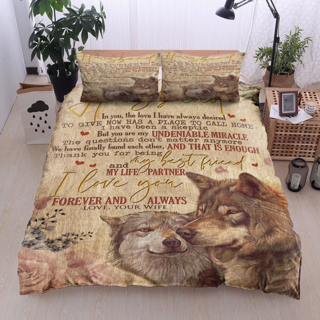 Wolf Flower To My Husband Bedding Set