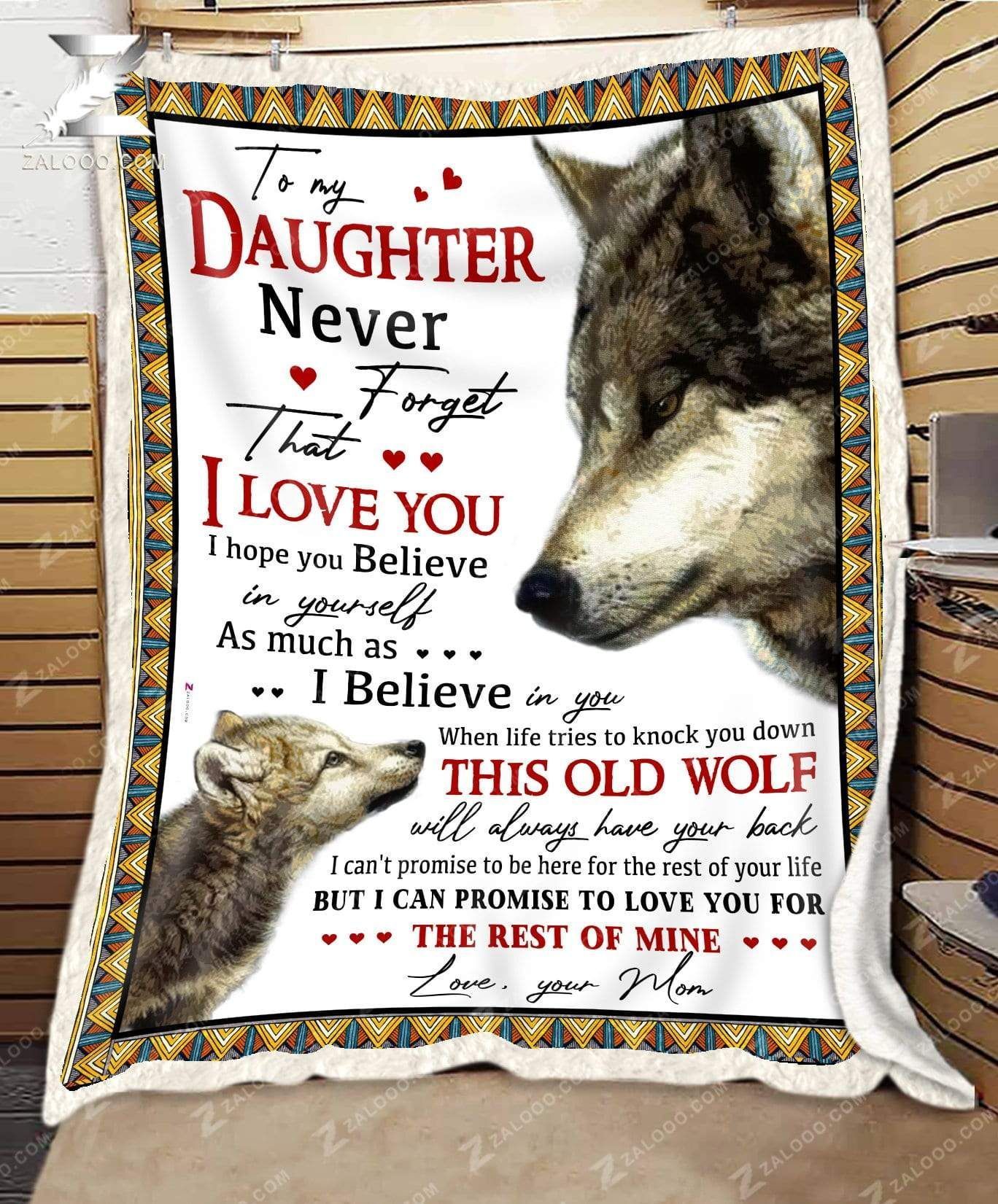 Wolf For Daughter From Mom When Life Tries To Knock You Down Sherpa Fleece Blanket