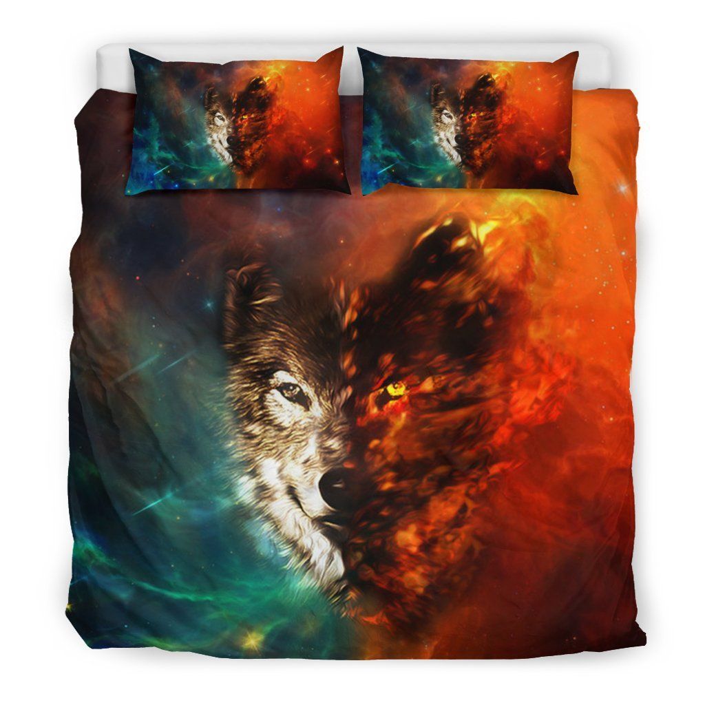 Wolf Galaxy And Fire Bedding Set