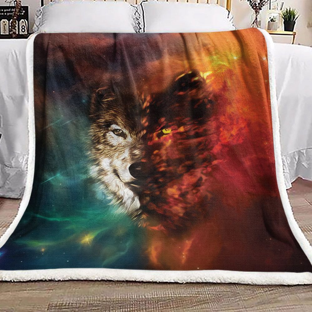 Wolf Galaxy Sherpa Fleece Blanket