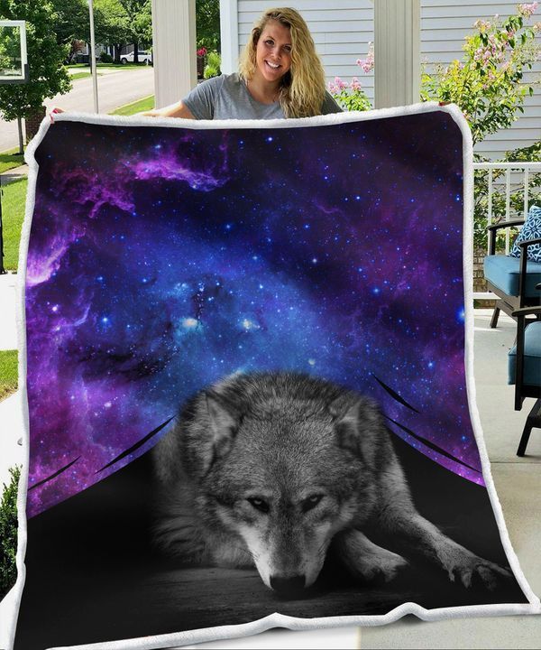 Wolf Galaxy Sherpa Fleece Blanket